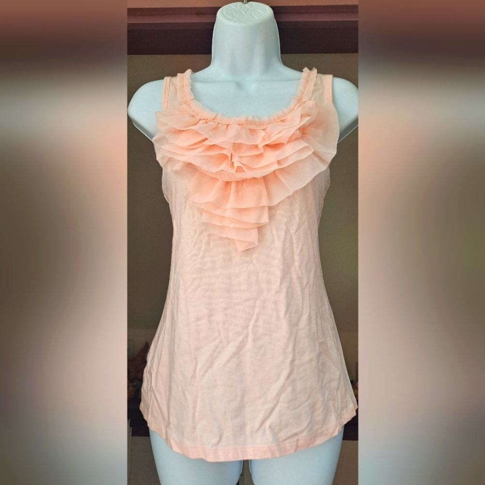 NWOT Brand New Ann Taylor Ruffle Tank Top Ruffle Blouse Sleeveless Tunic Sheer M